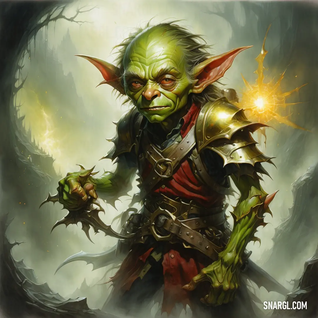 Painting of a Goblin with a sword in his hand