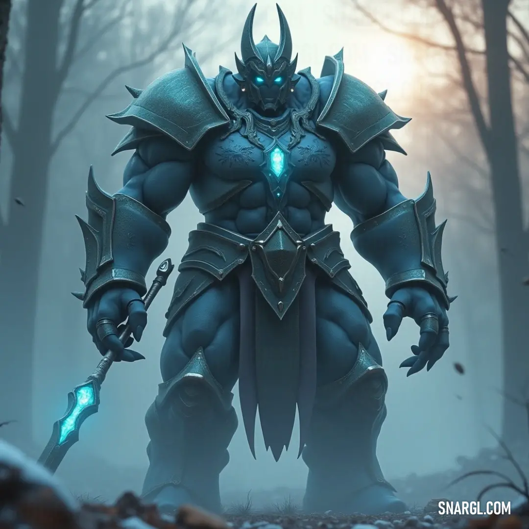 A noble Golem of Serenity, sword in hand and glowing eyes bright, stands guard in a lush forest, symbolizing strength and harmony with nature. A valiant Golem of Serenity stands proudly, holding a glowing sword as its penetrating eyes gleam in the vibrant forest setting, ready to defend nature's balance.