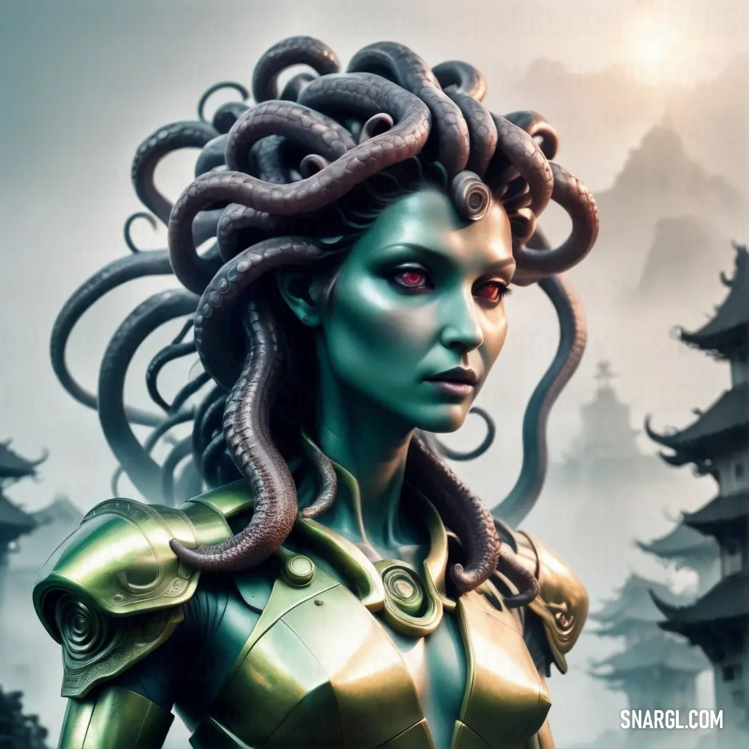 Gorgon with a snake on her head