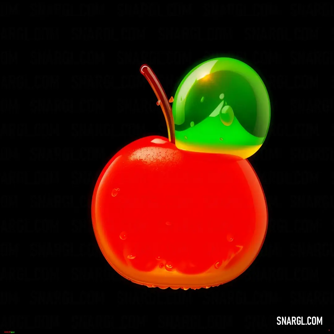 Red apple with a green apple on top of it on a black background