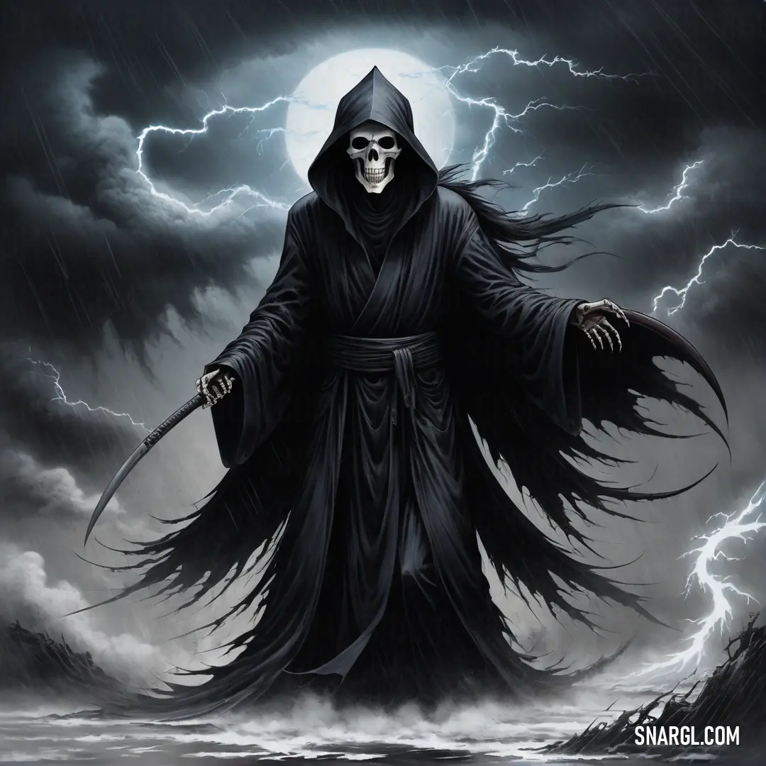 Grim Reaper on storm background