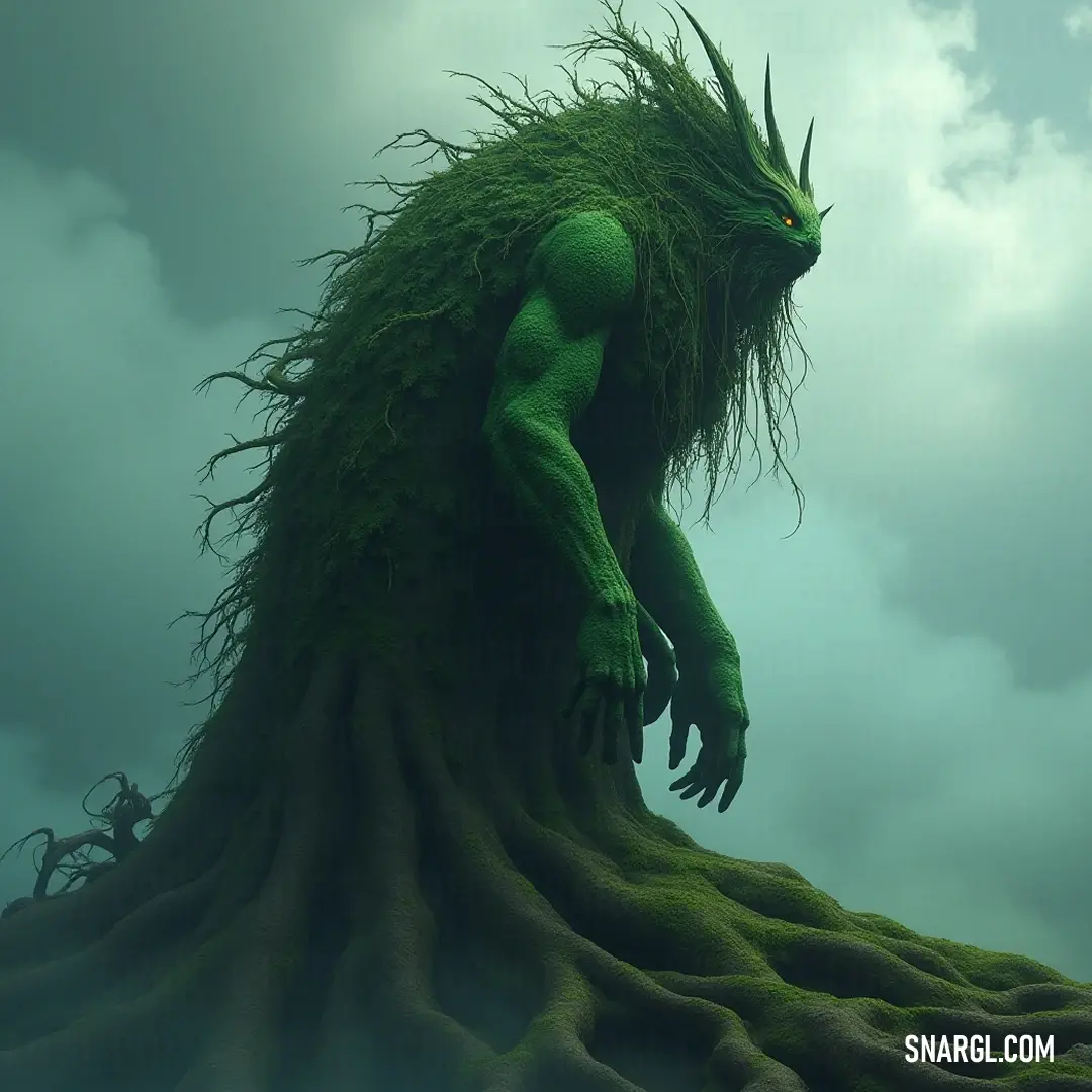 The majestic Grove King, characterized by its long hair and beard, makes its stand on a tree stump, symbolizing the ancient spirit of the woodland. The Grove King with long flowing hair and a beard stands proudly upon a weathered tree stump, its mouth open in a grand proclamation, embodying the ancient voice of the forest.