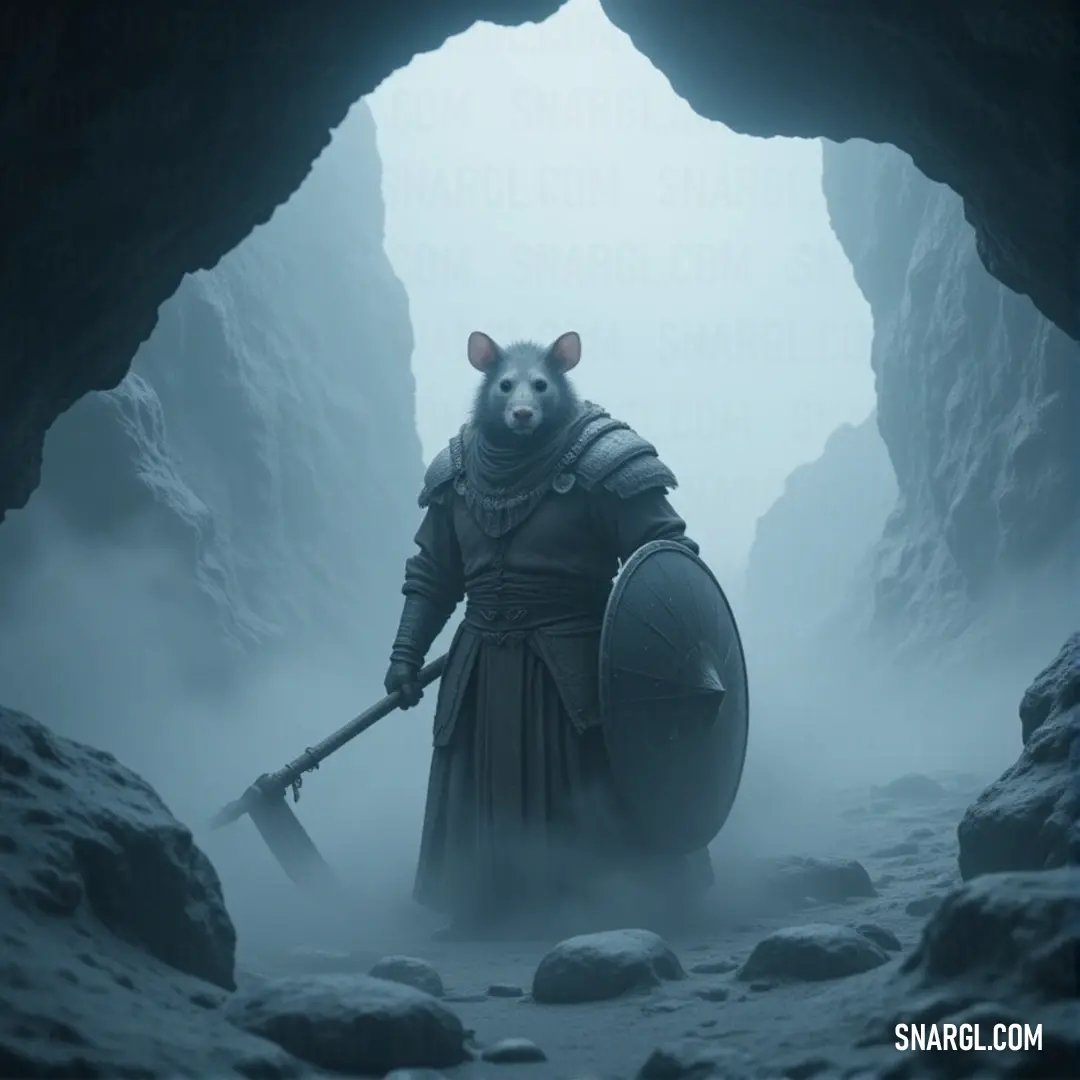 The Gutter Runners stand in a foggy cave, armed with swords and shields, ready to face whatever lurks in the shadows of the misty rocks. The Gutter Runners, armored and fierce, stand in a misty cave, holding swords and shields. The fog swirls around their feet as jagged rocks and mysterious shadows fill the eerie scene.