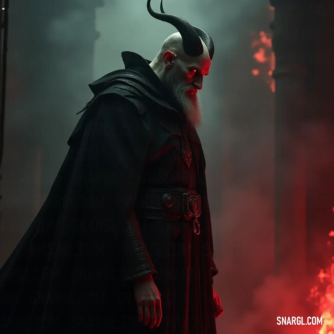 Formidable Hades with a Horned Head Surrounded by Red Smoke in a Shadowy Room Enveloped in shadowy red smoke, Hades presents a formidable figure, complete with a horned head and menacing features. The dark room serves as a perfect stage for this echo of myth, where ancient powers awaken from their slumber.