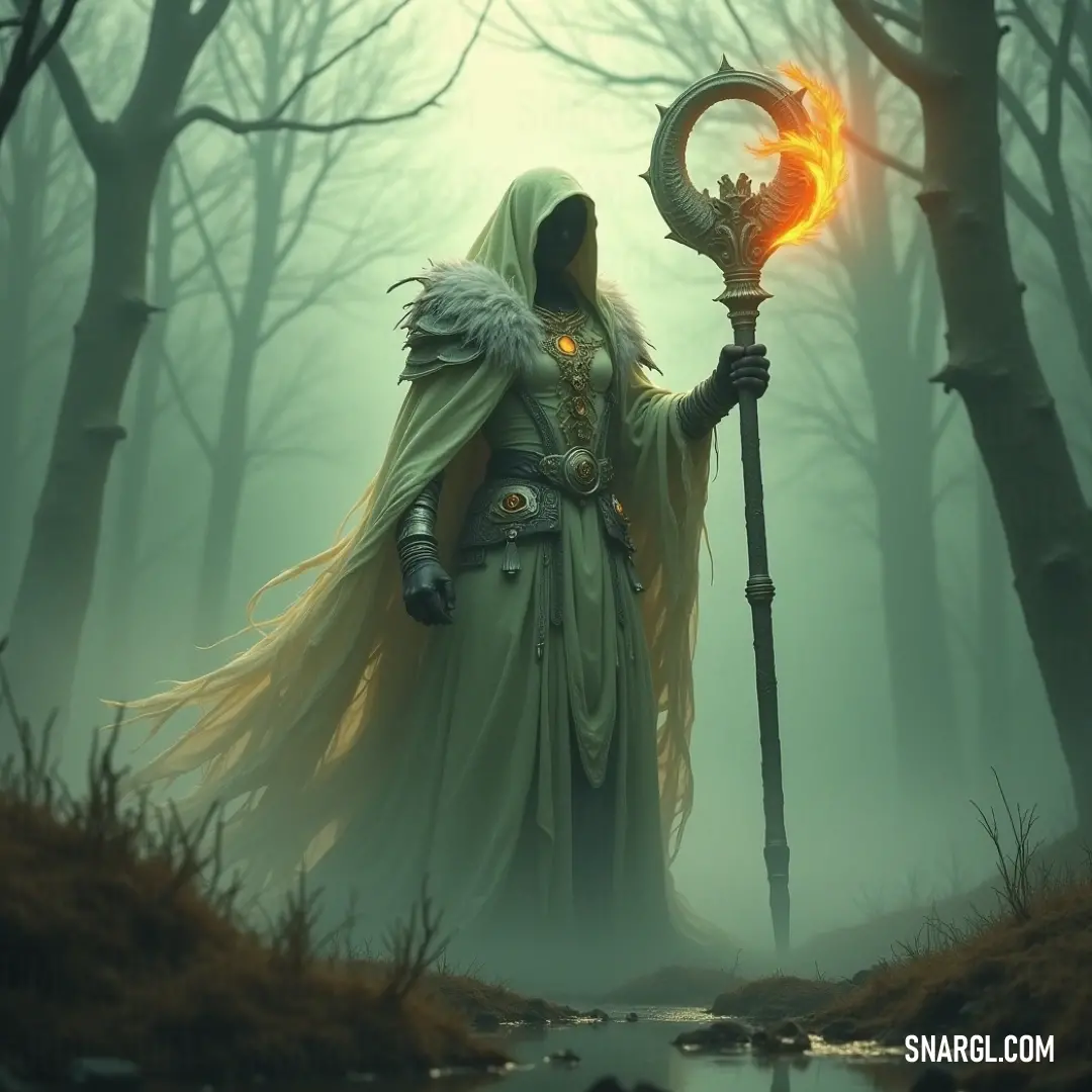 The Halifax Ghost, illuminated by a flickering torch, hauntingly moves through a fog-laden forest, shrouded in an air of mystery and intrigue. A ghostly figure clad in a hooded robe, clutching a flickering torch, navigates through a fog-filled forest, as shadowy trees stand like sentinels under the mysterious night sky.