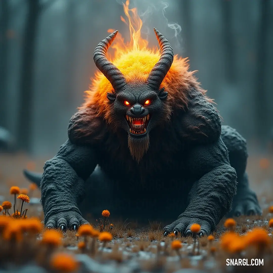 A formidable Demonic Hannya Demon with a striking yellow flame and sharp horns, exuding an aura of dark power and menace. A menacing Demonic Hannya Demon glows with an eerie yellow flame on its face, framed by sharp horns, presenting a daunting figure that embodies ancient dread and raw power during a moment of unbridled fury.
