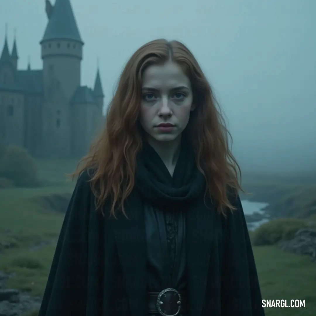 A mysterious figure cloaked in black stands before an ancient castle emerging from the mist, evoking an enchanting atmosphere filled with fantasy. Transcending the ordinary, a haunting silhouette clad in a dark cape stands resolutely before an ancient castle, cloaked in fog. The ethereal atmosphere captures the essence of mystery and allure, conjuring imagery of tales from a realm of fantasy and mag
