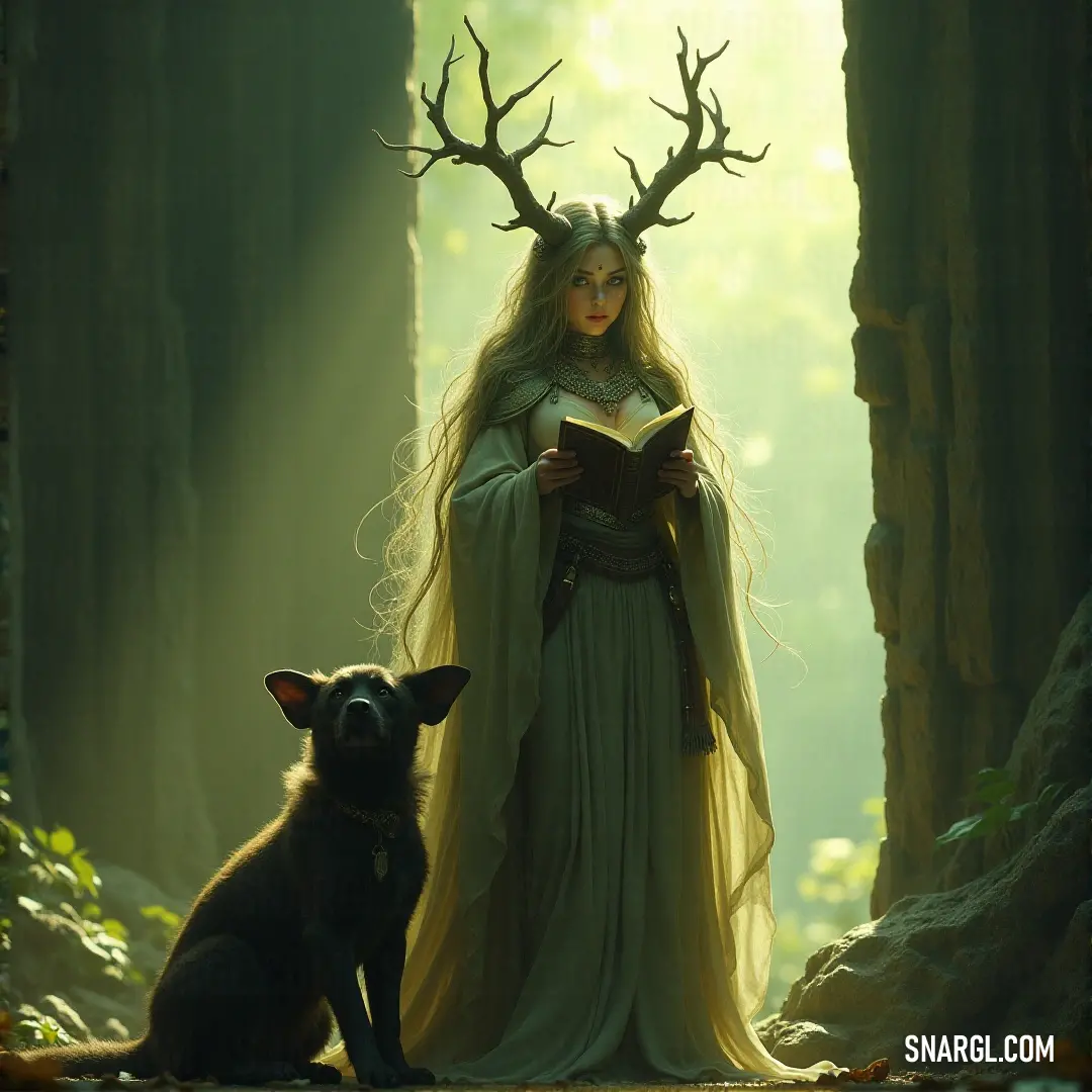 A determined woman in a green dress, sword in hand, standing in a moonlit forest with an ethereal green glow surrounding her. A fierce warrior in a flowing green dress, standing tall with a sword in hand. The moonlight shines down, casting a greenish glow on the trees, as she prepares for a battle under the watchful eyes of the night sky.