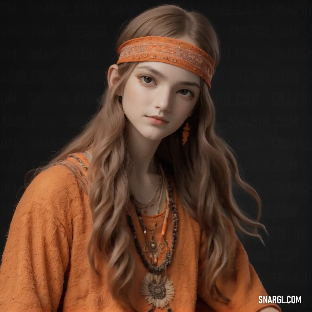 Girl with long hair wearing a headband and a necklace on her neck