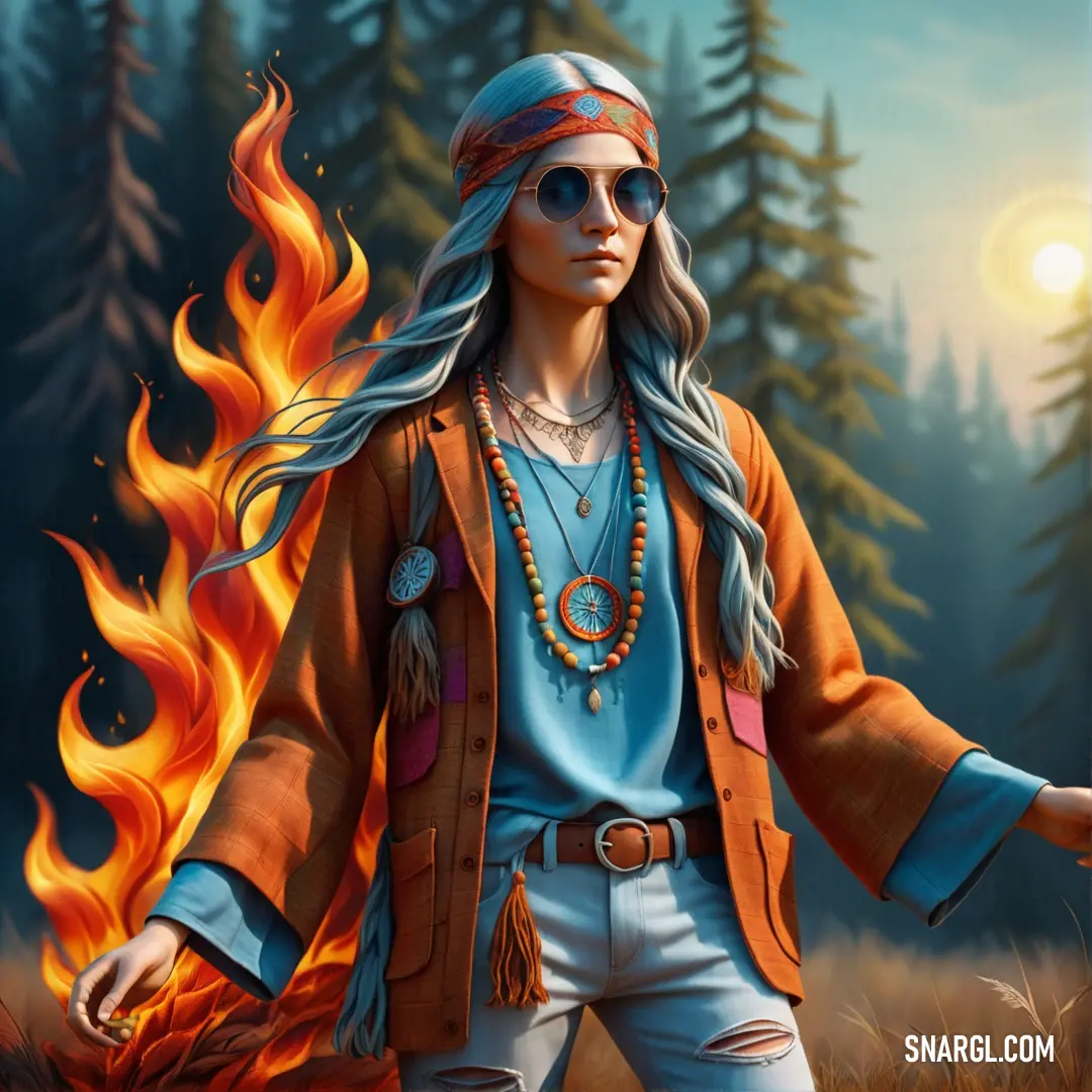 Painting of a woman with a bandana and sunglasses on