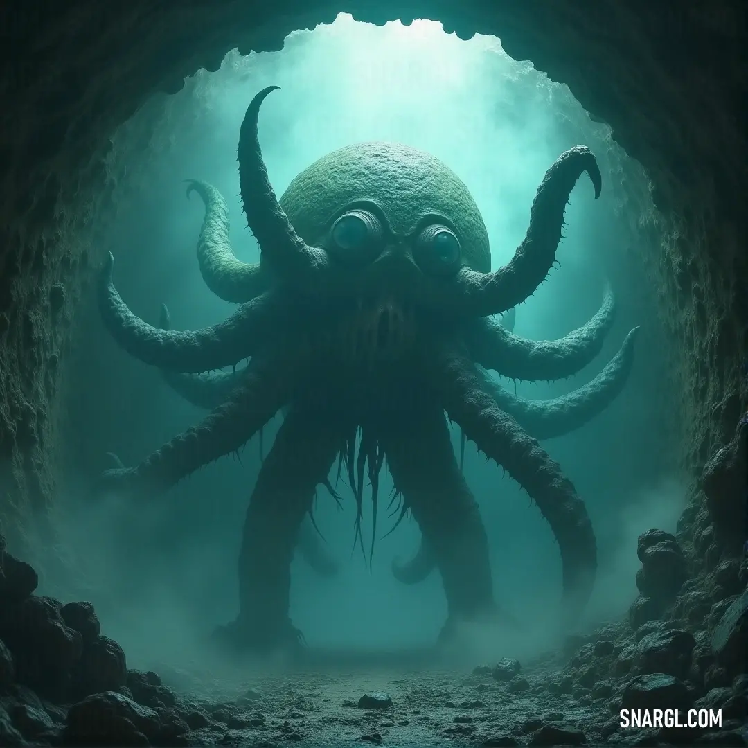 The Hive Lord stands in a dark cave, mouth agape and eyes wide, commanding the depths with its imposing presence. In a shadowy cave, the Hive Lord stands with its mouth wide open, exuding an aura of power and dread. Its eyes are wide, reflecting the stark darkness of the cave while its presence commands attention in the dimly lit underground lair.