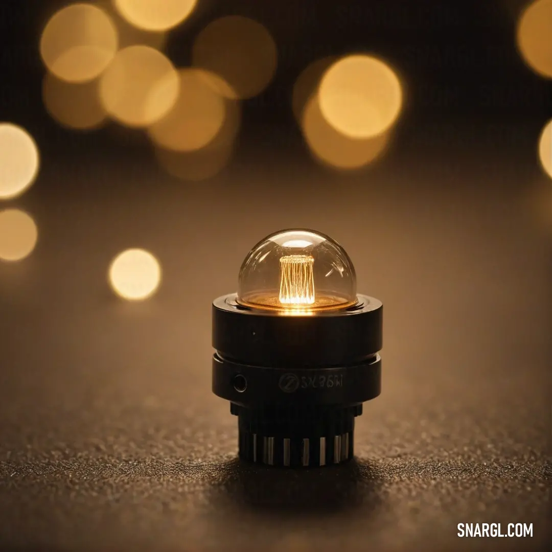 A solitary small light bulb rests atop a table, casting a warm glow that gently illuminates a softly blurred background, showcasing the warm RGB tones of 240,255,240.