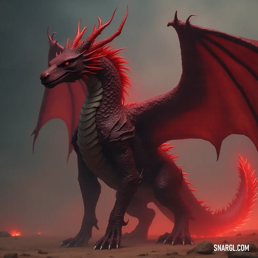 Red Hydra with Majestic Wings in a Desert Oasis A striking image of a Red Hydra, its gigantic wings spread wide as it dominates a rugged desert landscape. The vibrant red scales shimmer under a brilliant sky, giving it an almost mythical presence that commands attention.