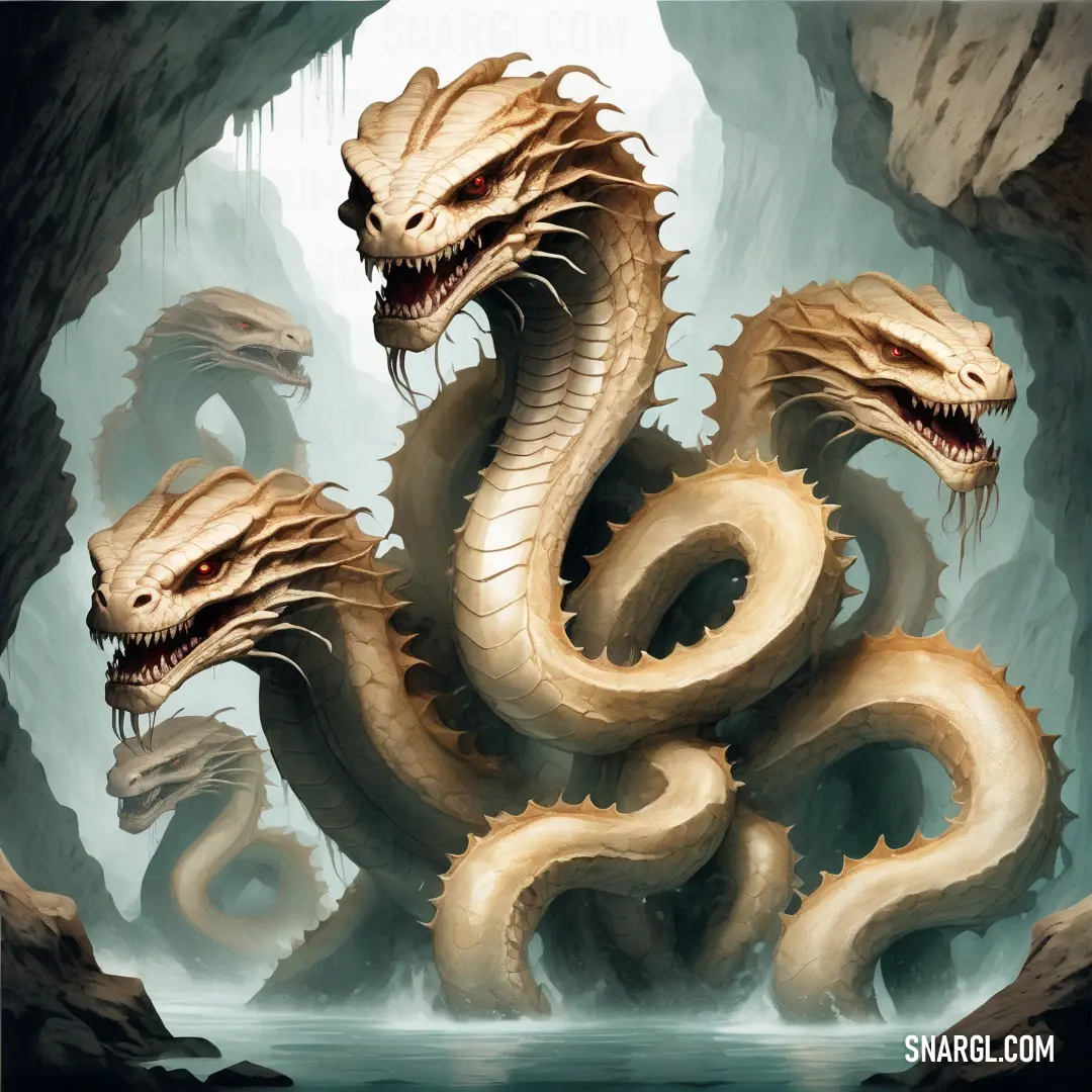 Hydra with a large head and two smaller heads on it's back