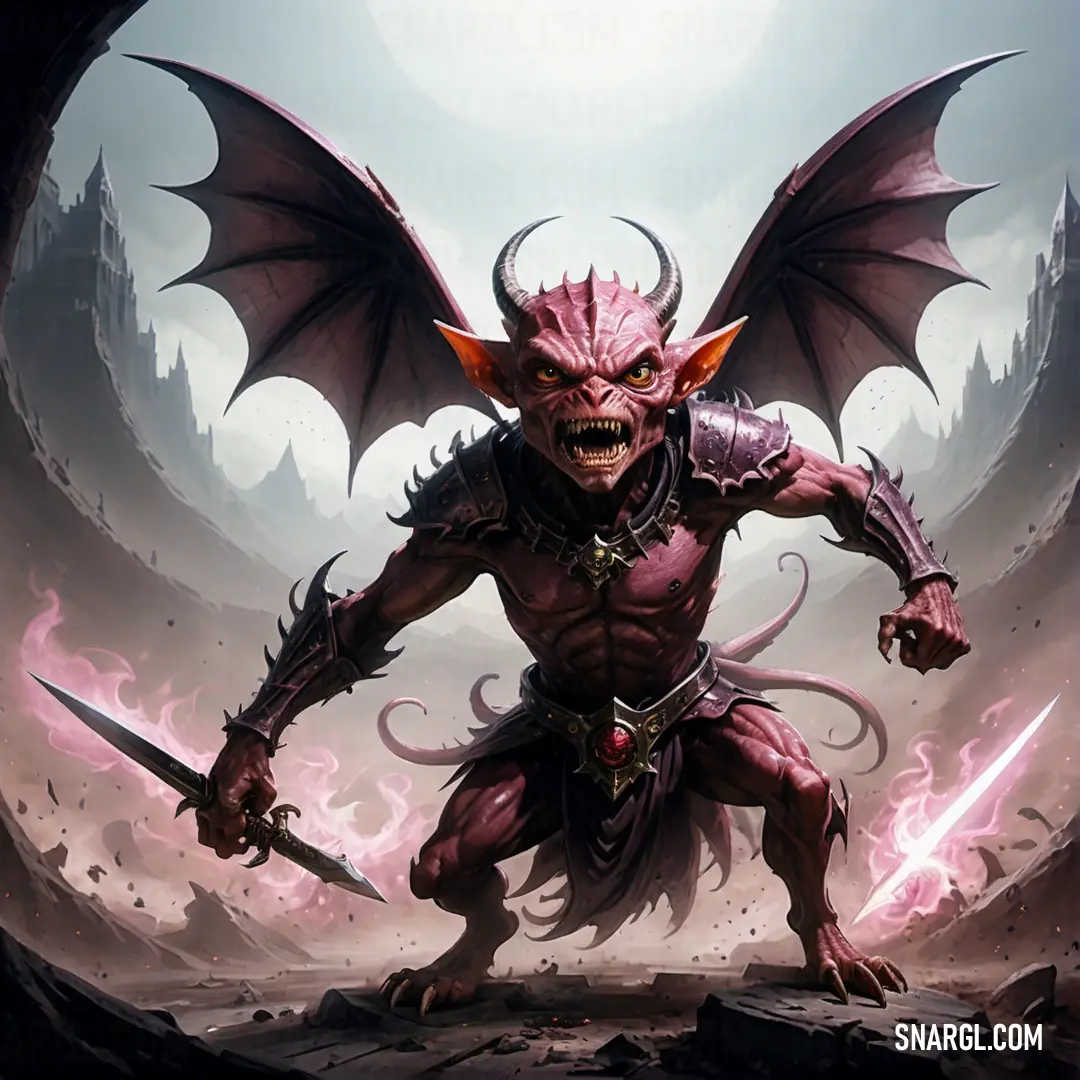 Demonic Imp with two swords in his hands and a Imp