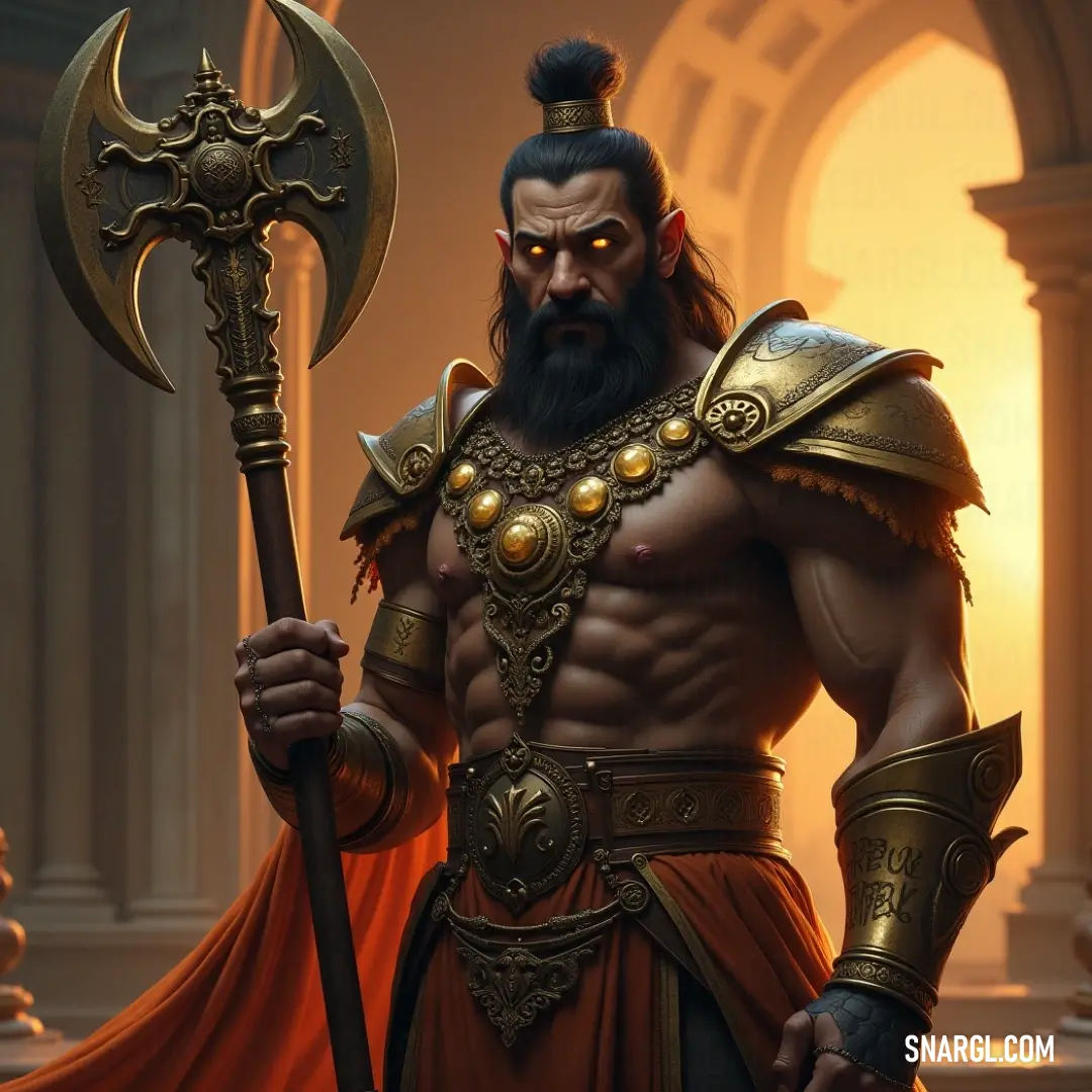A striking figure of authority, Inquisitor Janus stands ready for battle, his intricately adorned costume and powerful hammer signaling his readiness to face any challenge that may come his way. Inquisitor Janus, a formidable figure with a beard, dons an elaborate costume and grips a massive hammer, ready to wield his might in a scene filled with potential for epic quests.