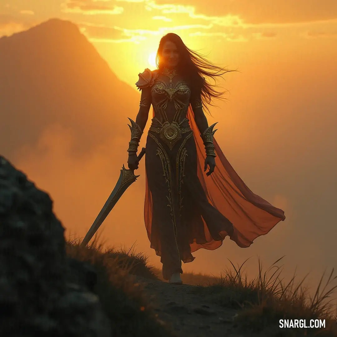 Against a breathtaking sunset backdrop, Jophiel stands tall atop a hill, his sword poised in readiness. This tranquil moment juxtaposes the serene landscape with the divine protector's unwavering determination, casting a captivating spell on all who obser