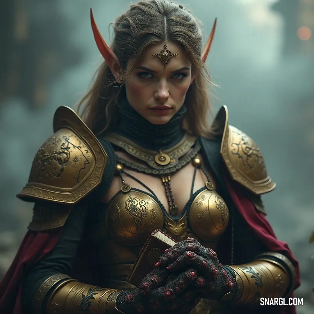 A figure in a horned costume stands confidently, radiating strength and mystery in a natural setting. A captivating character adorned with a unique costume featuring majestic horns stands regally against a backdrop of earth tones. Her confident posture suggests authority and strength, making her a striking presence amidst the distinct scene.
