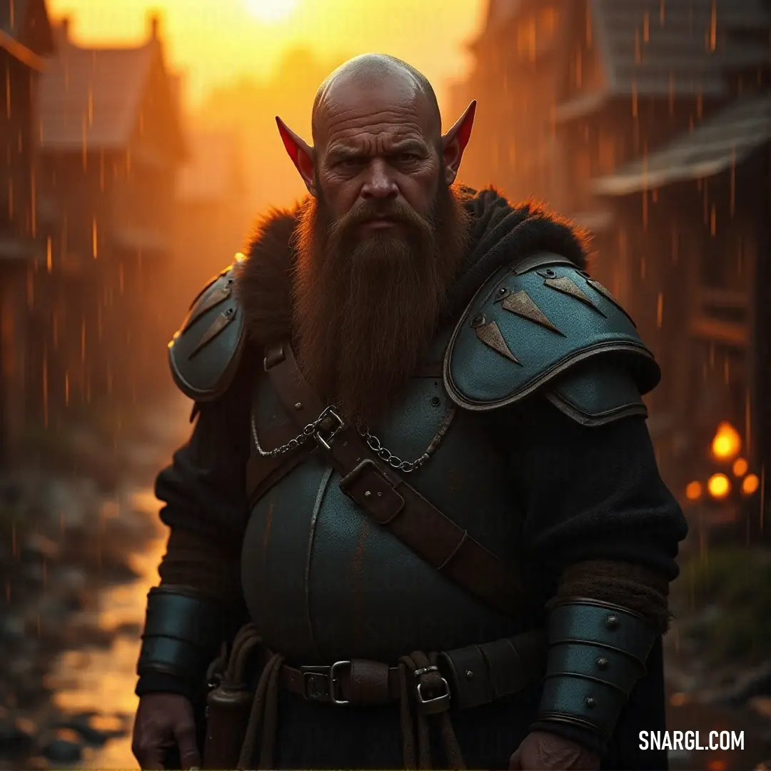 Kaelrin Stonehelm, with a horned helmet and leather armor, stands as a warrior ready for battle. Kaelrin Stonehelm, adorned in a leather outfit and a horned helmet, stands proudly, ready for the challenges ahead. His beard frames a face of determination, and his posture speaks of a warrior's strength and resolve.
