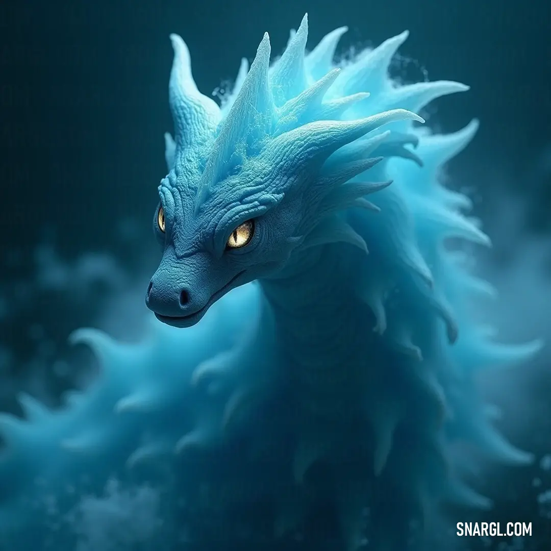 This enigmatic blue kelpie, with its striking yellow eyes, emerges from the shadows, evoking an aura of mystery and fascination that invites exploration into its aquatic world. A majestic blue kelpie with piercing yellow eyes stands mysteriously against a dark backdrop, embodying a sense of intrigue and allure, captivating all who dare to gaze upon it.