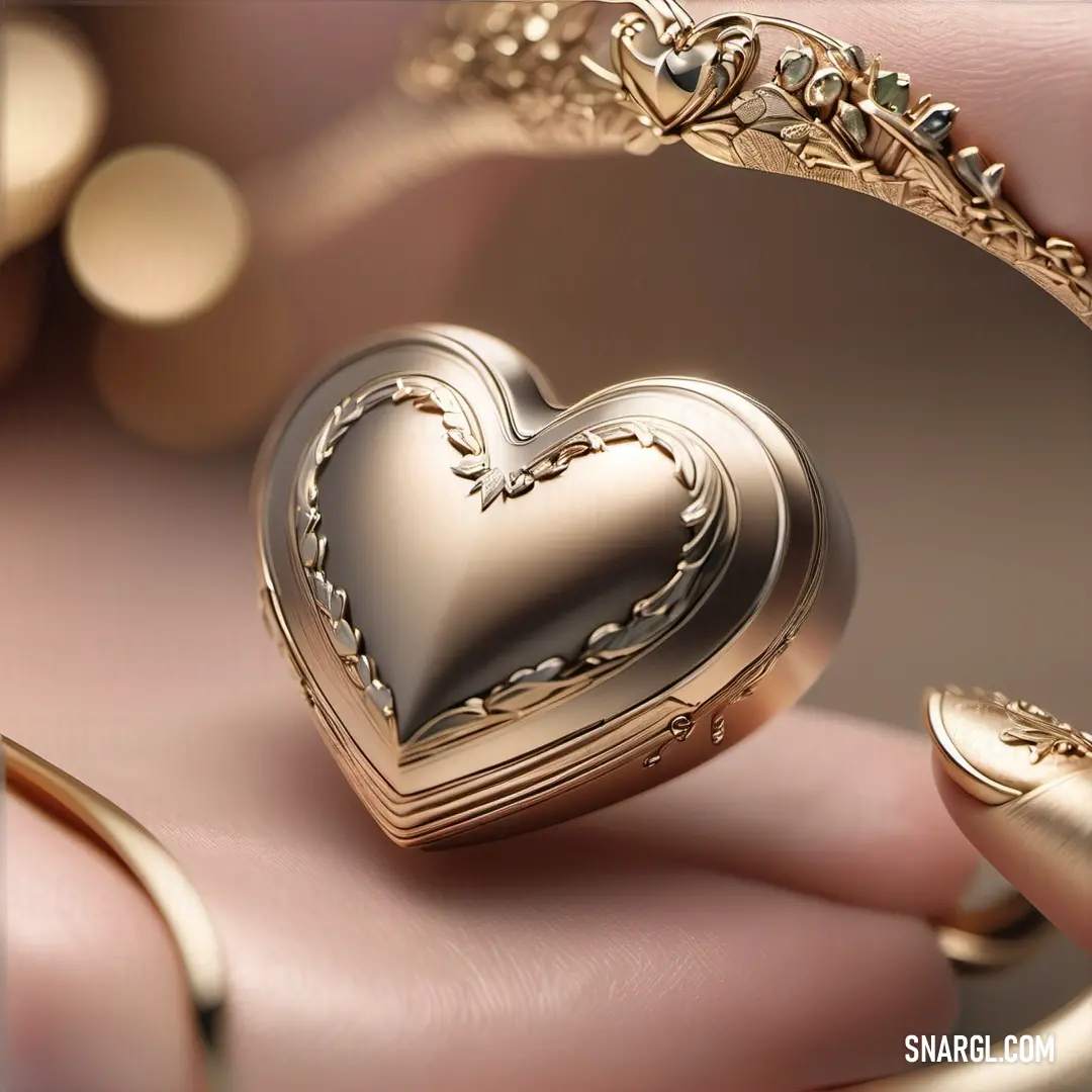 Gold heart shaped ring with a diamond in the middle of it and a gold ring