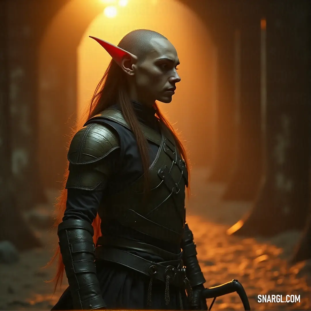 A character in a horned costume stands boldly in a hallway, bathed in dramatic light. A character dressed in a horned costume stands proudly, their presence commanding attention in a dramatic hallway. The soft light highlights their unique attire and confident stance, making them the focal point of the scene.