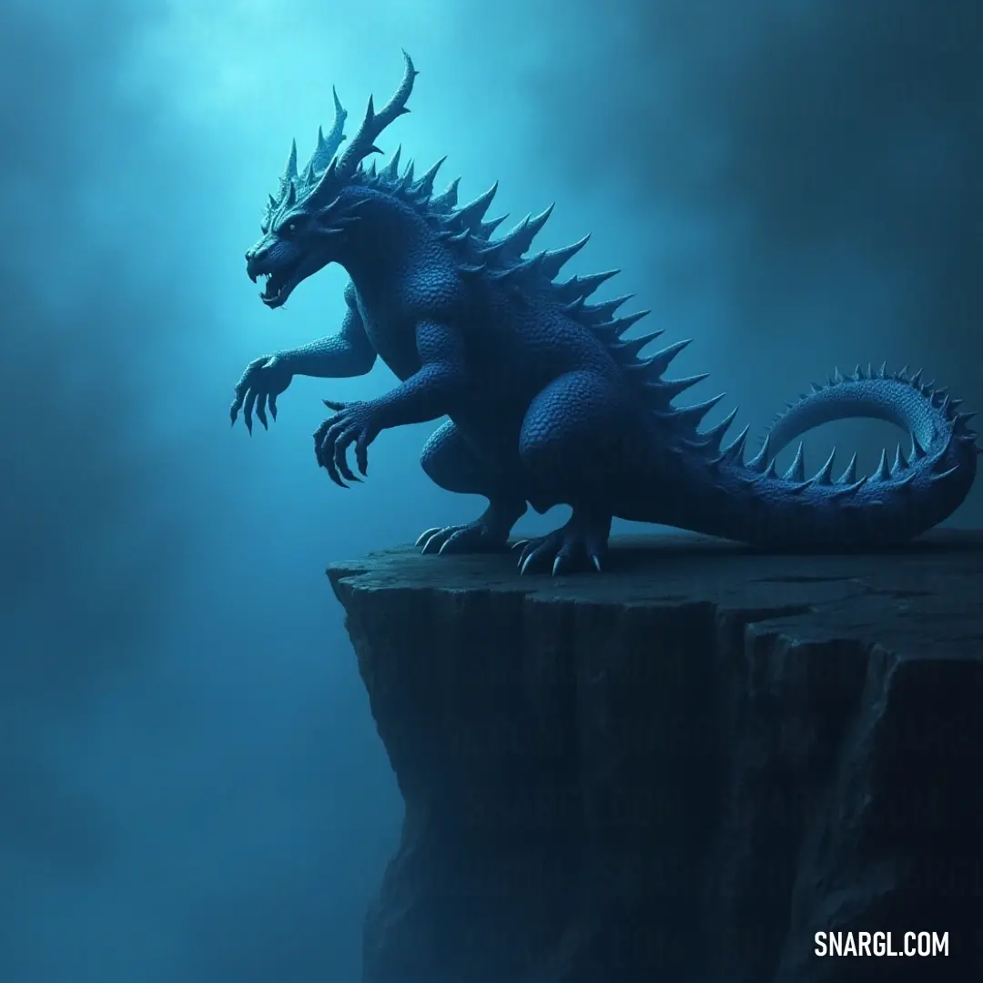 The powerful blue King Basilisk stands atop a cliff overlooking the ocean, bathed in sunlight, with the sky extending into infinity behind it, as if watching over the land and sea below. A majestic blue King Basilisk perched high atop a rocky cliff, gazing out over a vast ocean. The sun's light casts a soft glow on its scales, while the sky stretches endlessly above and around it, creating an awe-inspiring and regal scene.