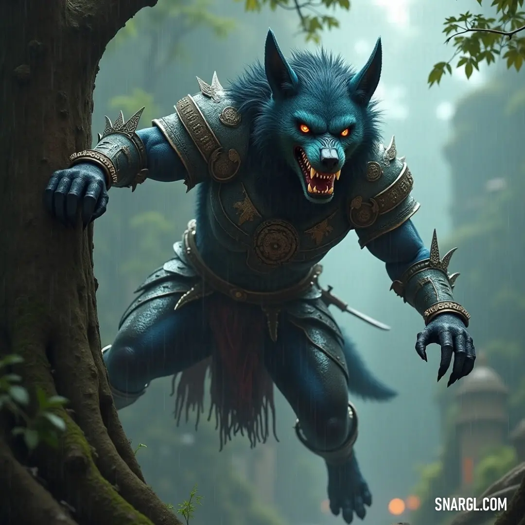 A massive creature with an oversized head looms in the tranquil woods, its imposing figure contrasted by the gentle greenery and distant structures, evoking a sense of wonder and awe. A colossal being with a disproportionately large head and a massive body dominates the serene woodland, standing near a solitary tree and a distant building, exuding an overwhelming presence that captivates the heart of the woods.