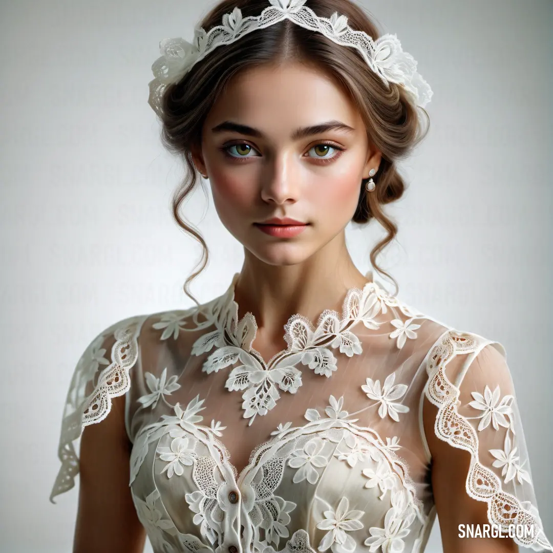 Woman in a white dress with a veil on her head