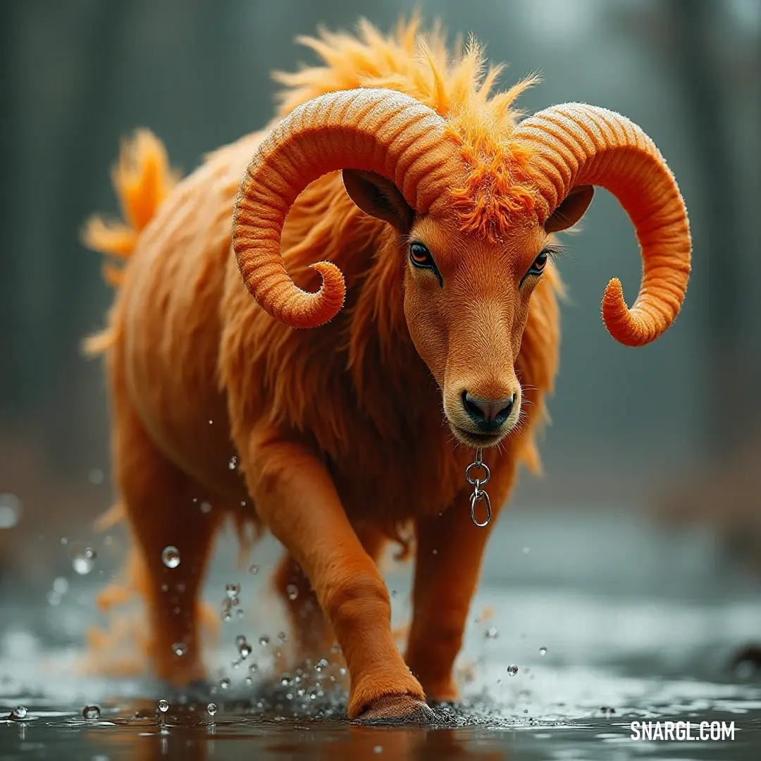 Ladon Walking Through the Rain Ladon strides gracefully through a rain-soaked expanse, the droplets cascading over his long horns and glistening skin, creating a stunning display of nature's beauty and the creature's formidable presence.