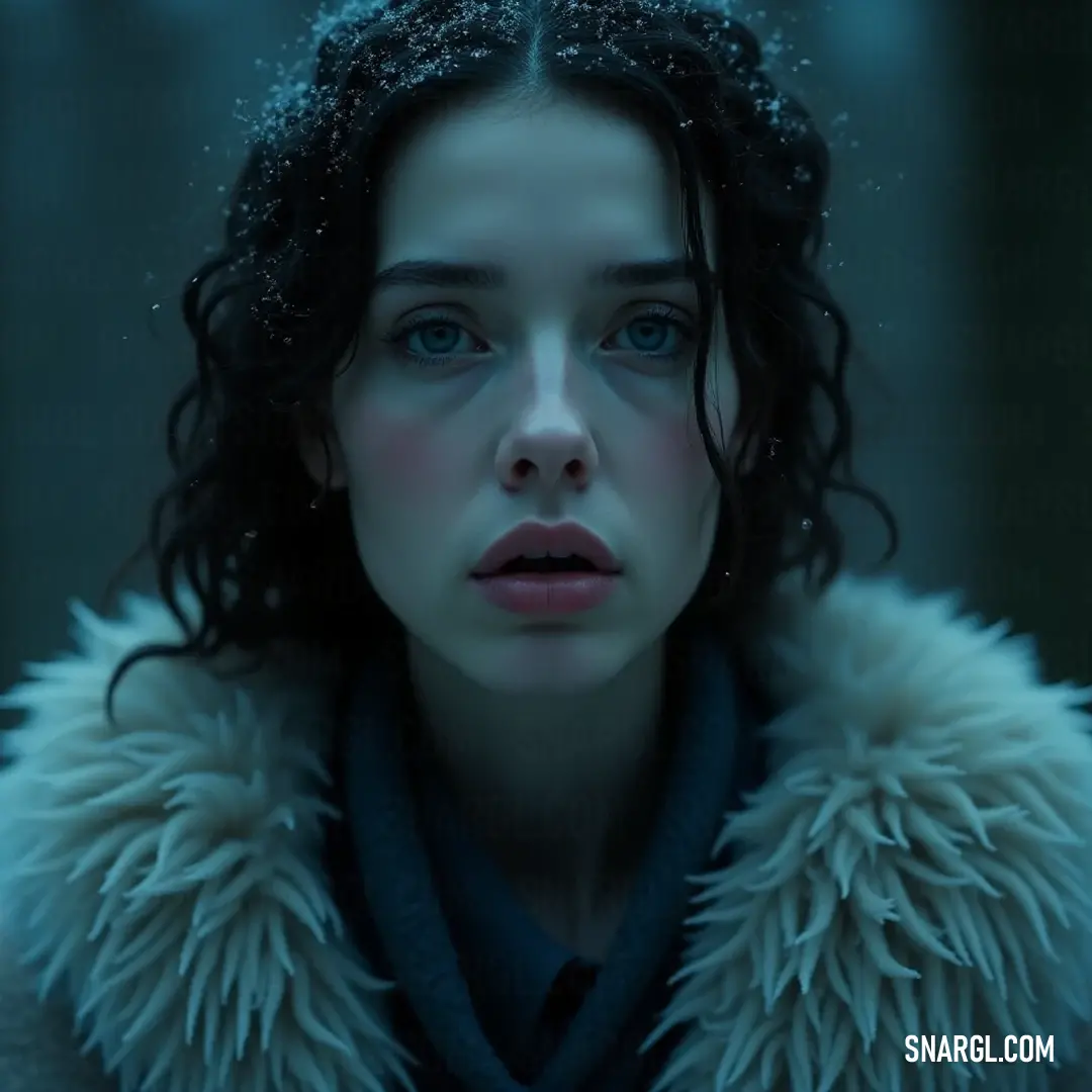 Surprise dances across her features as a woman clad in a cozy fur coat stands against a beautifully snowy backdrop. The crisp air surrounds her, creating a serene contrast to her animated expression, inviting viewers into this enchanting winter moment.