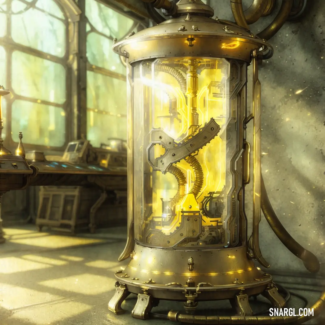 A clock with a warm yellow light glowing from within sits on a table beside a window, while another clock is visible in the background. The soothing lavender mist hue of the scene creates a peaceful, introspective mood.