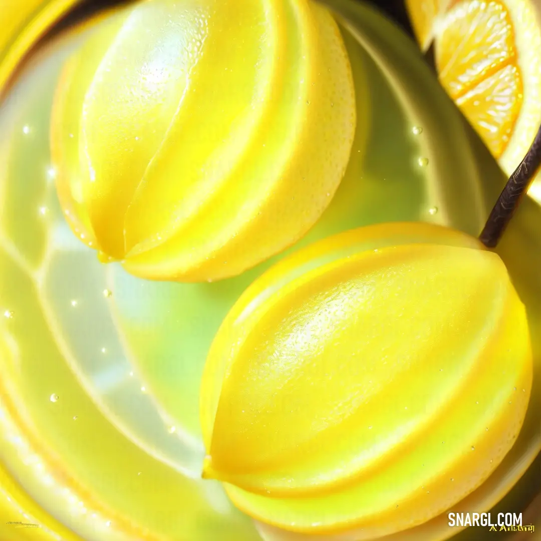 Close up of a plate of sliced fruit with a spoon in it and a lemon on the side