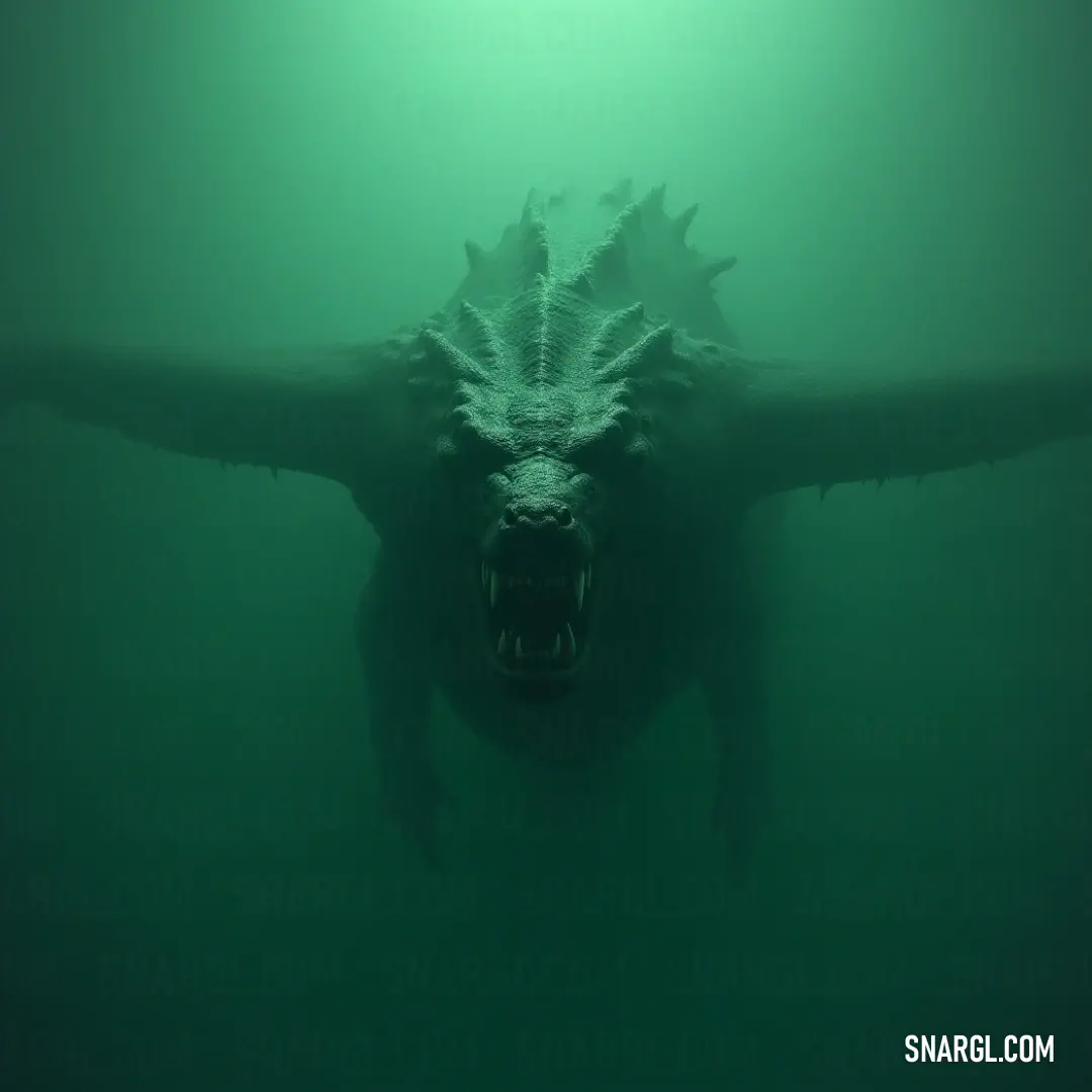 Large Leviathan Glider floats gracefully on the surface of the water, its mouth open and teeth visible, blending harmoniously into the shimmering waves as it navigates its aquatic domain.