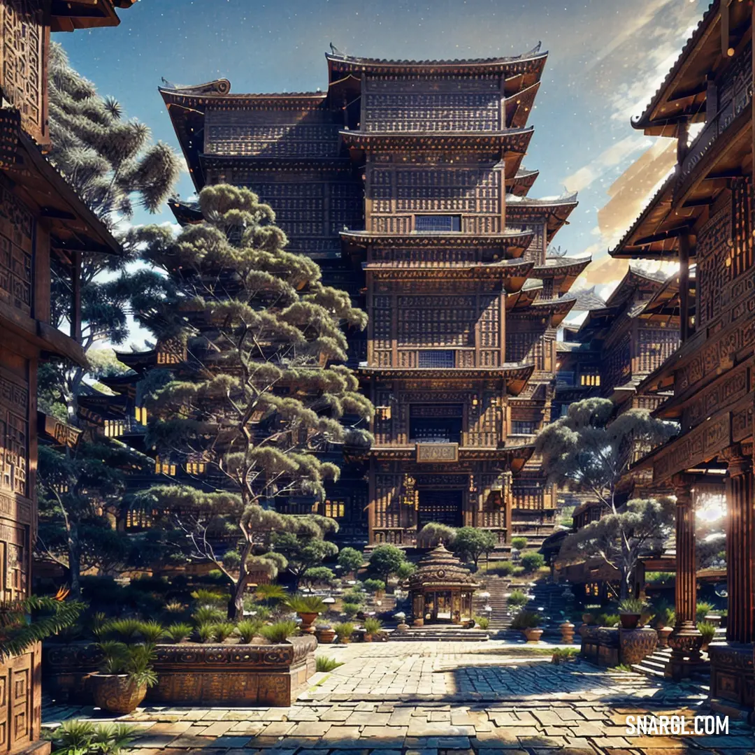 Large building with a lot of trees in front of it and a walkway leading to it with a few steps