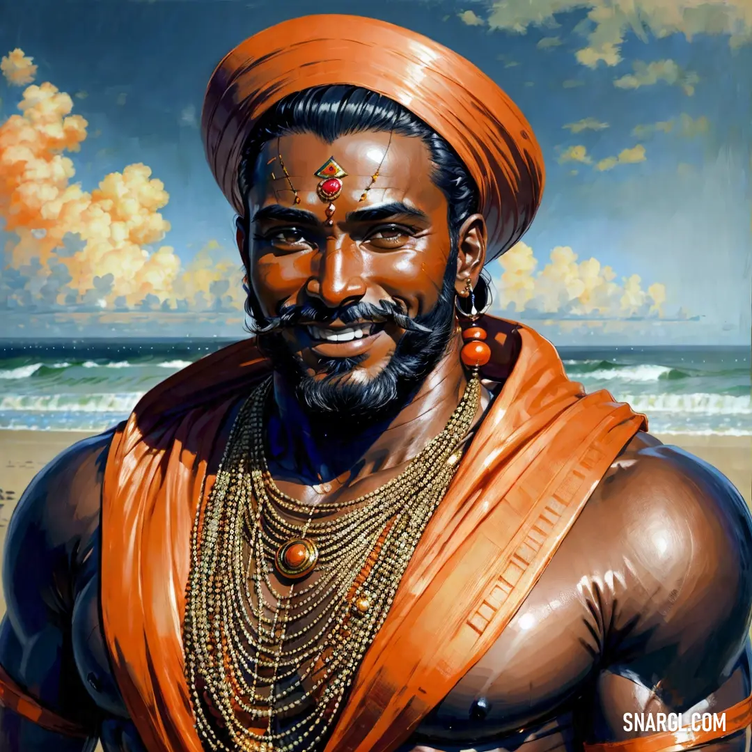 Painting of a man in a turban and a beard with a beard and a mustache
