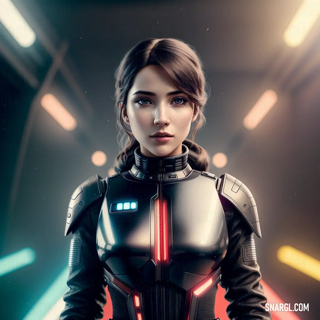 Woman in a futuristic suit with a sci - fi