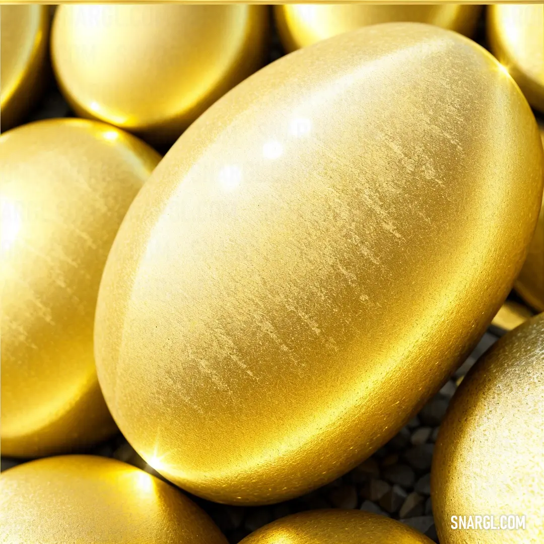 Pile of shiny gold eggs with a gold border around them