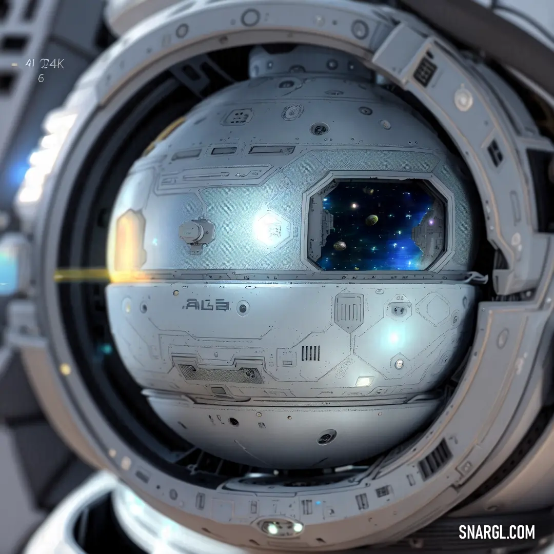 Space station with a view of the earth through a window in the outer space