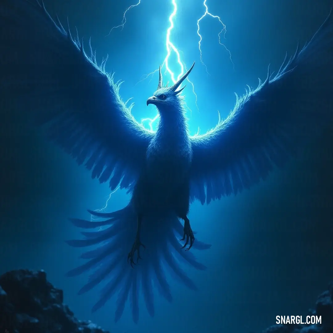 Against a dramatic stormy sky, Lightningclap stands strong and vigilant, framed by the brilliance of a lightning bolt, embodying the raw energy of a tempest. Lightningclap, with its elongated beak, stands poised against a stormy backdrop, where a powerful lightning bolt cleaves the sky, exemplifying the fierce force of nature within a breathtaking moment of wild beauty.