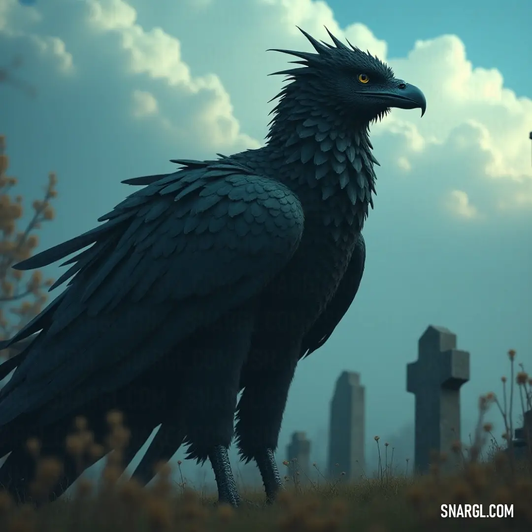 A Black Lightningrider enveloped in mystery, poised in a graveyard, creates an aura of intrigue and shadow. A mysterious Black Lightningrider stands in a somber graveyard, its surreal head enhancing the eeriness of the scene, set against the backdrop of solemn tombstones lingering under a spectral moonlight.