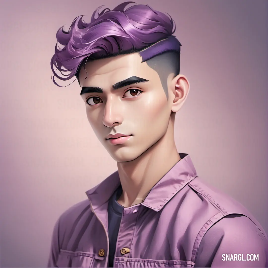 Lilac color example: Digital painting of a man with a purple shirt on