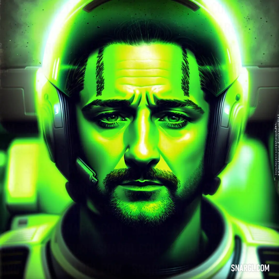 Man with headphones on his ears and a green background