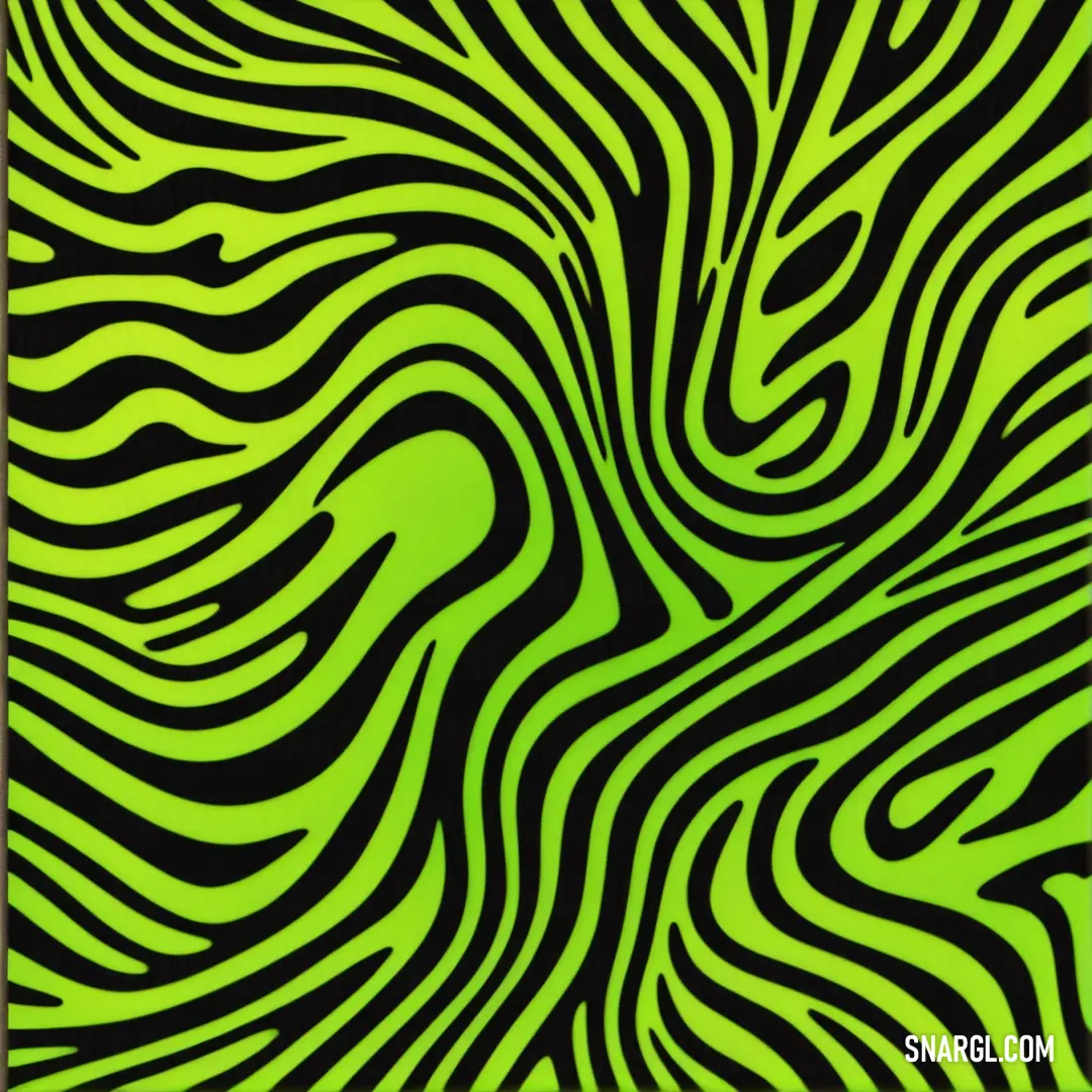 Green and black zebra print pattern on a black background with a white border around the edges of the image