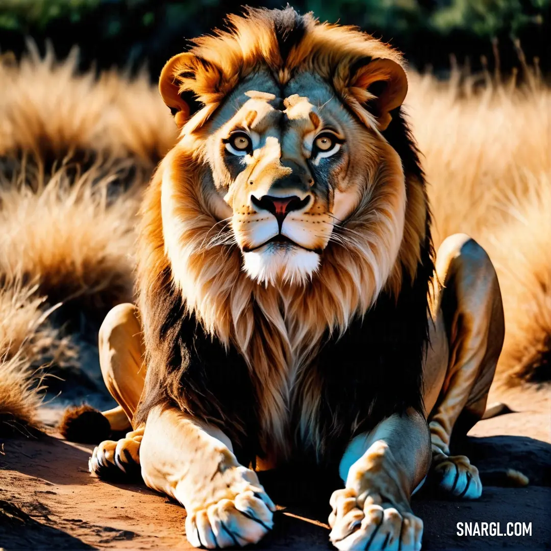 A lion lounges on a sunlit rock, eyes wide open and head turned to the side, soaking in the warmth of the sun while keeping a vigilant watch over its surroundings.