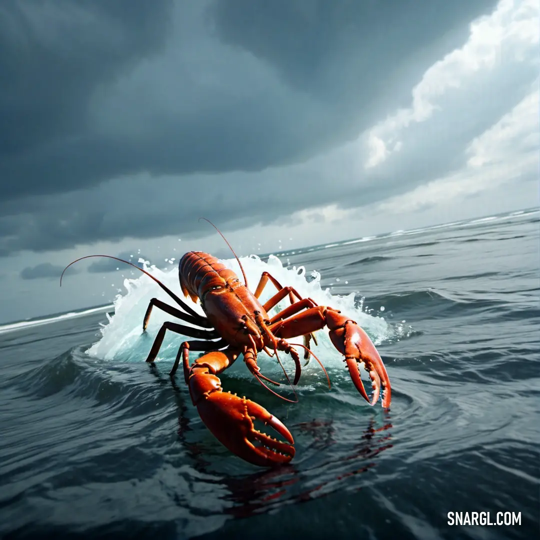 A vibrant scene of a crab standing in shallow waters, with waves gently crashing around it. The crab's claws are raised as it gazes into the distance, showcasing the natural beauty of the ocean's edge.