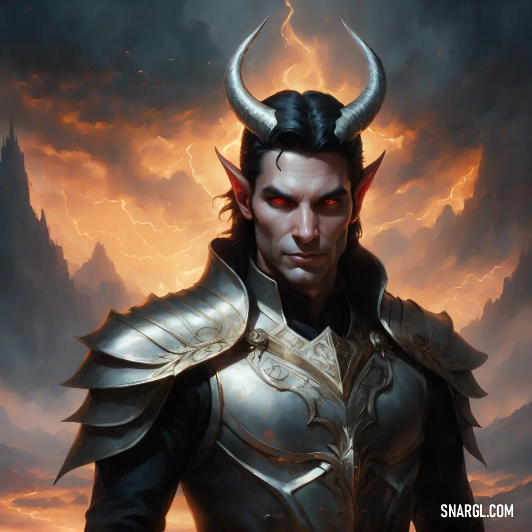 Lucifer in a horned costume with horns and horns on his head