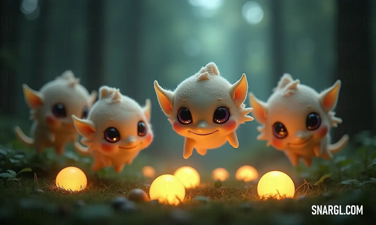 Enchanted Lunari Playtime Brightly colored Lunari creatures delightfully cavorting under an enchanted light.