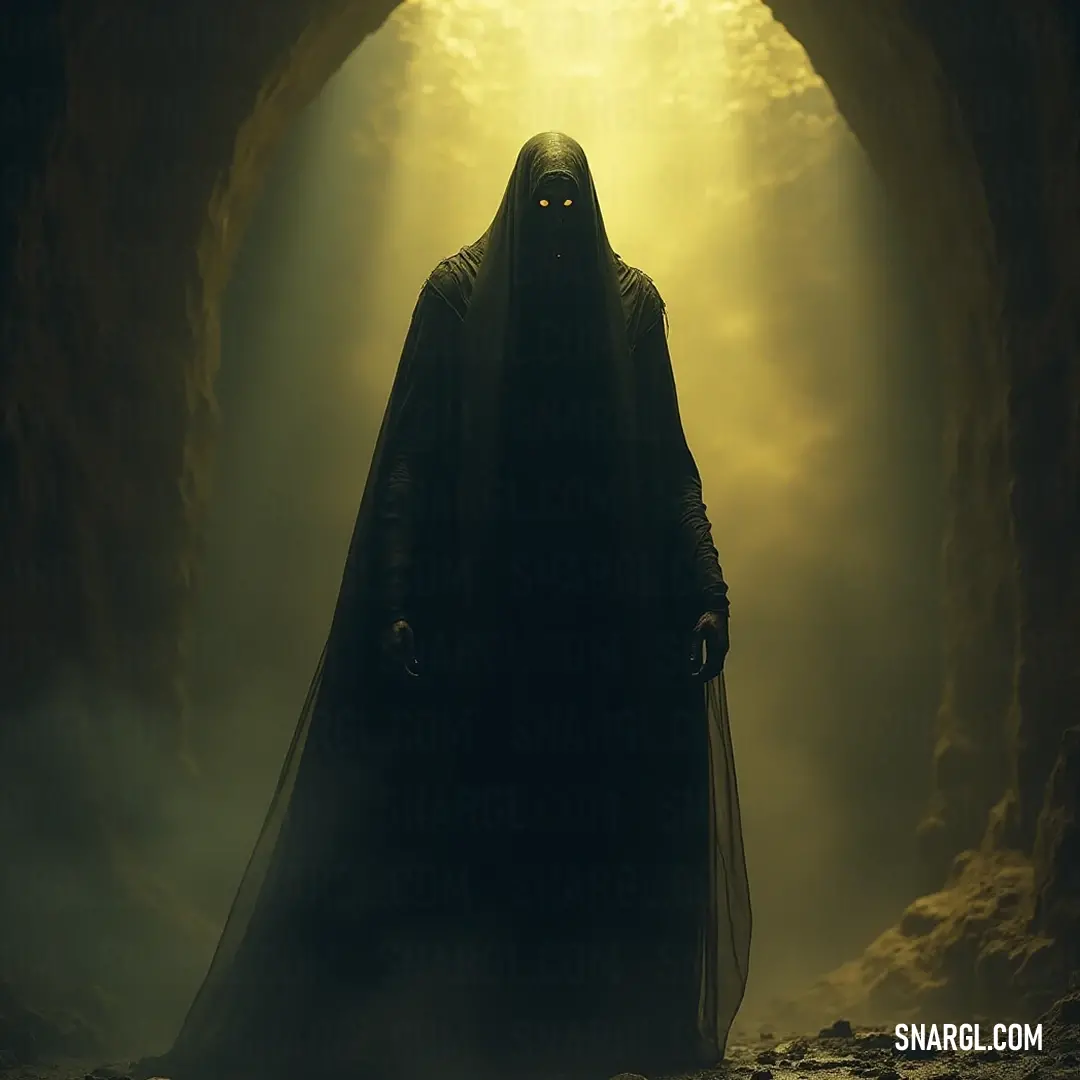 In a cave cloaked in darkness, the Lurker of Shadows stands illuminated by a solitary light, forging an aura of mystery and intrigue. The Lurker of Shadows, draped in a mysterious hooded cloak, stands resolutely in a dim cave, illuminated by a single beam of light that spills from behind, highlighting the enigmatic contours of his form.