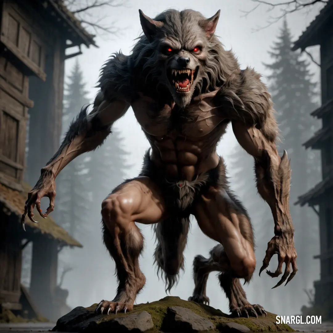 Lycanthrope with a big grin on its face and claws